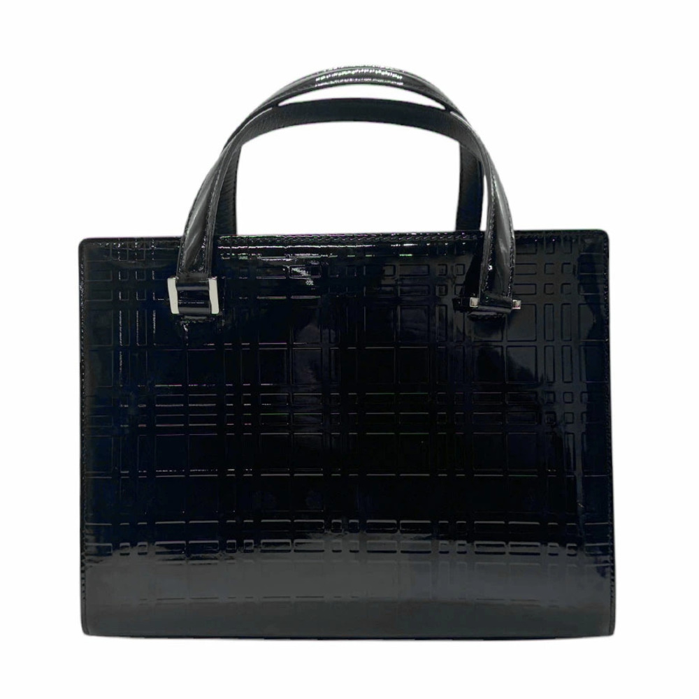 Burberry handbag Patent Vernis leather black silver